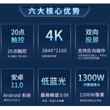 鴻合(HiteVision)75英寸 會(huì)議平板教學(xué)一體機(jī)電子白板 雙系統(tǒng)4K高清觸控智慧大屏 8代 i5 8G 256G